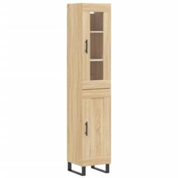 Berkfield Home Highboard Sonoma Oak 34.5x34x180 cm Engineered Wood in Brown - thumbnail 1