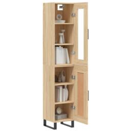 Berkfield Home Highboard Sonoma Oak 34.5x34x180 cm Engineered Wood in Brown - thumbnail 3