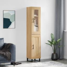 Berkfield Home Highboard Sonoma Oak 34.5x34x180 cm Engineered Wood in Brown - thumbnail 2