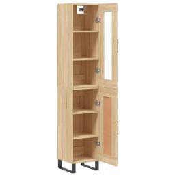 Berkfield Home Highboard Sonoma Oak 34.5x34x180 cm Engineered Wood in Brown - thumbnail 4