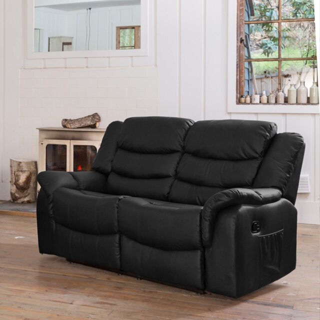 Artemis Home Almeira 2 Seat Recliner Sofa in Black - image 1
