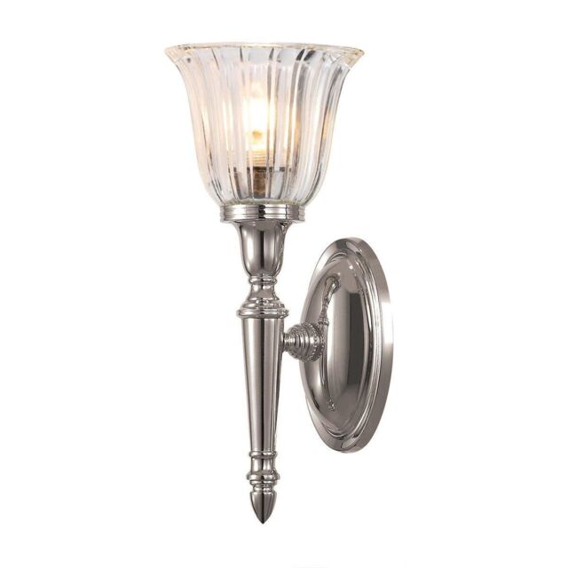 Netlighting Dryden 1 Light Bathroom Wall Light Polished Nickel IP44 G9 in Grey