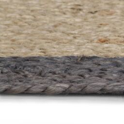 Berkfield Home Handmade Rug Jute with Dark Grey Border 150 cm - Size: 100 cm diameter - thumbnail 3