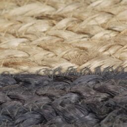 Berkfield Home Handmade Rug Jute with Dark Grey Border 150 cm - Size: 100 cm diameter - thumbnail 5
