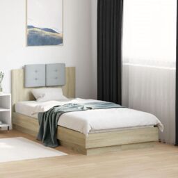 Berkfield Home Bed Frame without Mattress Sonoma Oak 75x190 cm Small Single in Brown - thumbnail 1