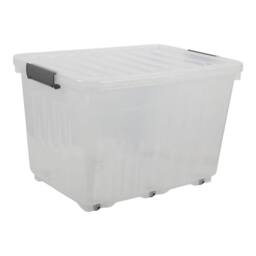 KORVIXA Pack of 3 72L Storage Boxes with Wheels in Clear - Size: 500mm - thumbnail 4