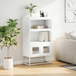Berkfield Home Highboard White 68x39x123 cm Steel - Size: 68 x 39 x 123 cm - thumbnail 4
