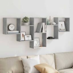 Berkfield Home Wall Shelf Concrete Grey 159x18x66 cm Engineered Wood - Size: 159 x 18 x 66 cm - thumbnail 2