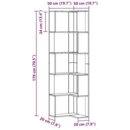 Berkfield Home Corner Bookcase 5-Tier Artisian Oak 50x50x179 cm Engineered Wood in Brown - Size: 50 x 50 x 179 cm - thumbnail 9