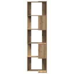 Berkfield Home Corner Bookcase 5-Tier Artisian Oak 50x50x179 cm Engineered Wood in Brown - Size: 50 x 50 x 179 cm - thumbnail 5