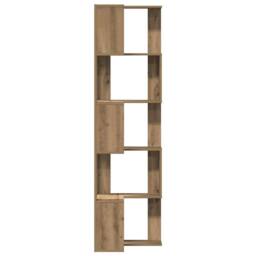 Berkfield Home Corner Bookcase 5-Tier Artisian Oak 50x50x179 cm Engineered Wood in Brown - Size: 50 x 50 x 179 cm - thumbnail 4