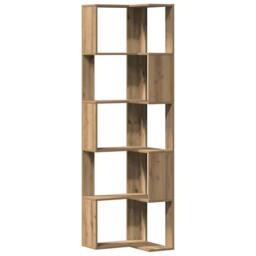 Berkfield Home Corner Bookcase 5-Tier Artisian Oak 50x50x179 cm Engineered Wood in Brown - Size: 50 x 50 x 179 cm - thumbnail 1
