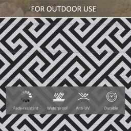 OUTSUNNY Reversible Outdoor Rug Plastic Straw RV Camping Mat for Garden Deck Picnic in Black - Size: 180 cm x 120 cm - thumbnail 5