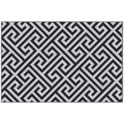 OUTSUNNY Reversible Outdoor Rug Plastic Straw RV Camping Mat for Garden Deck Picnic in Black - Size: 180 cm x 120 cm - thumbnail 2