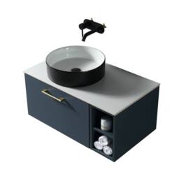 Bathroom Kingdom Piatta Midnight Wall Hung Basin Vanity 800mm in Blue