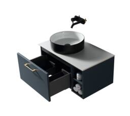 Bathroom Kingdom Piatta Midnight Wall Hung Basin Vanity 800mm in Blue - thumbnail 2