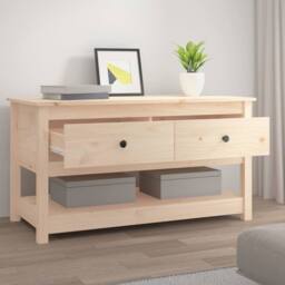 Berkfield Home Coffee Table 102x49x55 cm Solid Wood Pine in Light Tan - Size: 102 x 49 x 55 cm - thumbnail 6
