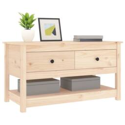 Berkfield Home Coffee Table 102x49x55 cm Solid Wood Pine in Light Tan - Size: 102 x 49 x 55 cm - thumbnail 7