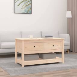 Berkfield Home Coffee Table 102x49x55 cm Solid Wood Pine in Light Tan - Size: 102 x 49 x 55 cm - thumbnail 2