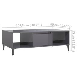 Berkfield Home Coffee Table High Gloss Grey 103.5x60x35 cm Engineered Wood - thumbnail 9