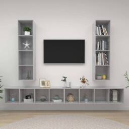 Berkfield Home Wall-mounted TV Cabinets 4 pcs Concrete Grey Engineered Wood - thumbnail 2