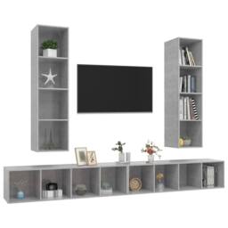 Berkfield Home Wall-mounted TV Cabinets 4 pcs Concrete Grey Engineered Wood - thumbnail 3