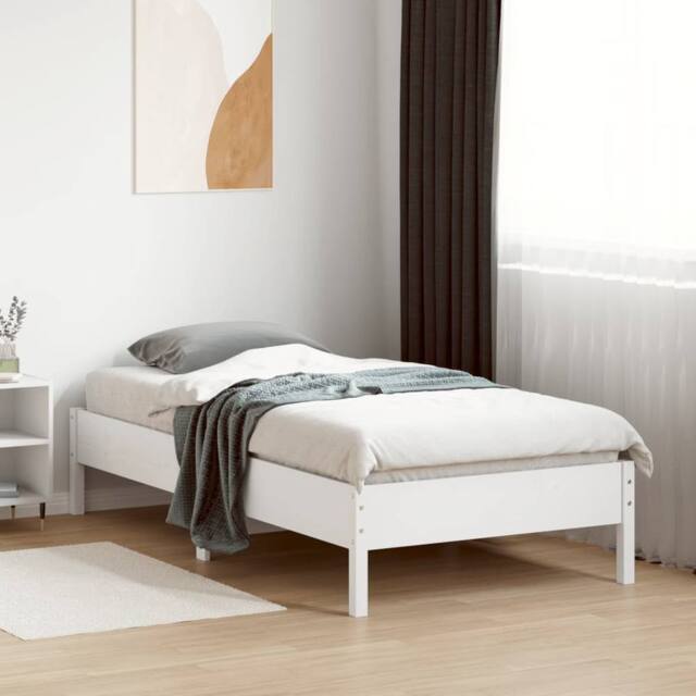 Berkfield Home Beautiful Bed Frame without Mattress White 90x190 cm Single Solid - image 1