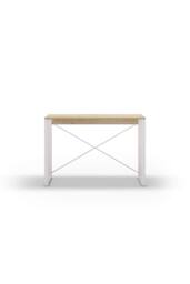 FWStyle Console Table Modern Natural Oak Design Metal Frame Cross Supports in White - thumbnail 2