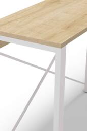 FWStyle Console Table Modern Natural Oak Design Metal Frame Cross Supports in White - thumbnail 3