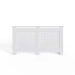 FWStyle Geometric Pattern Large Grey Radiator Cover (H) 82.3 (W) 152 (D) 19cm in White - thumbnail 3