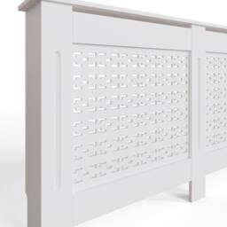 FWStyle Geometric Pattern Large Grey Radiator Cover (H) 82.3 (W) 152 (D) 19cm in White - thumbnail 4