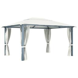 Berkfield Home Gazebo with Curtain 400 x 300 cm Cream Aluminium in Beige - thumbnail 5