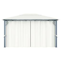 Berkfield Home Gazebo with Curtain 400 x 300 cm Cream Aluminium in Beige - thumbnail 6
