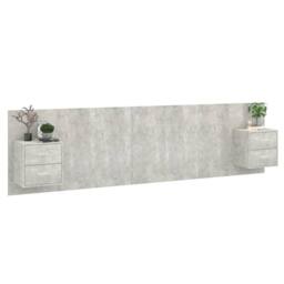 Berkfield Home Bed Headboard with Cabinets Concrete Grey Engineered Wood - thumbnail 3