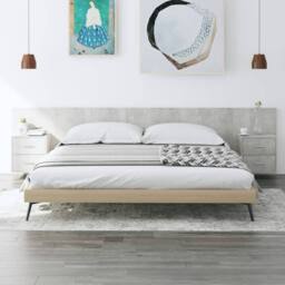 Berkfield Home Bed Headboard with Cabinets Concrete Grey Engineered Wood - thumbnail 2