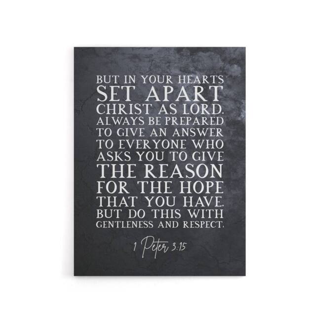 "Artery8 Peter 3 15 Set Apart Christ As Bible Quote Canvas Wall Art Print in Grey - Size: W18"" x H24""" - image 1