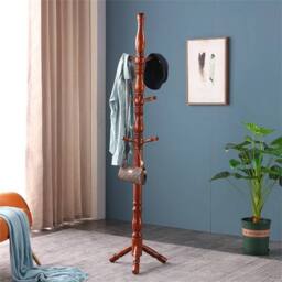 Nordara Warm Walnut Finish Vintage Posh Solid Wood Coat Stand in Brown - thumbnail 1