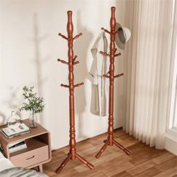 Nordara Warm Walnut Finish Vintage Posh Solid Wood Coat Stand in Brown - thumbnail 3
