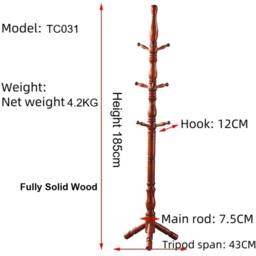 Nordara Warm Walnut Finish Vintage Posh Solid Wood Coat Stand in Brown - thumbnail 2
