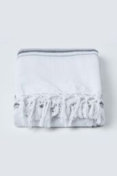 Homescapes Cotton Morocco Striped Throw in Light Grey - Size: 255 cm x 360 cm - thumbnail 2