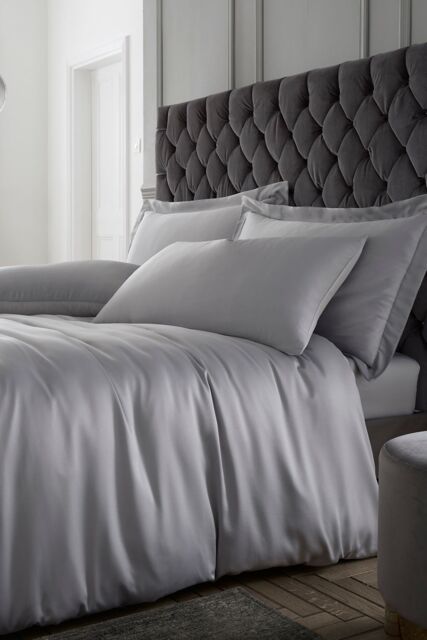 Catherine Lansfield 'Silky Soft Satin' Duvet Set in Silver - Size: Single - image 1
