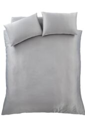 Catherine Lansfield 'Silky Soft Satin' Duvet Set in Silver - Size: Single - thumbnail 4