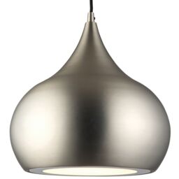 Loops LED Ceiling Pendant Light 18W Cool White Bulb Matt Nickel Hanging Dome Shade in Metallics - thumbnail 1