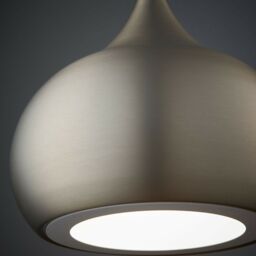 Loops LED Ceiling Pendant Light 18W Cool White Bulb Matt Nickel Hanging Dome Shade in Metallics - thumbnail 4