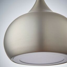 Loops LED Ceiling Pendant Light 18W Cool White Bulb Matt Nickel Hanging Dome Shade in Metallics - thumbnail 3