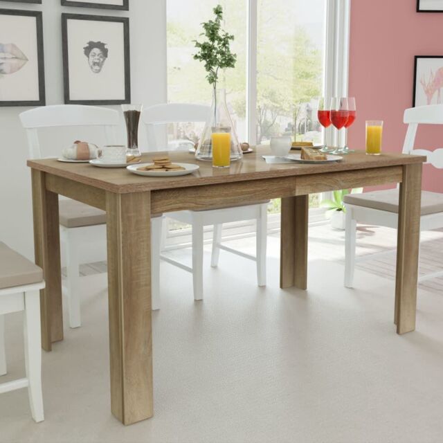 Berkfield Home Dining Table 140x80x75 cm Oak in Brown - Size: 140 x 80 x 75 cm