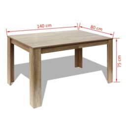 Berkfield Home Dining Table 140x80x75 cm Oak in Brown - Size: 140 x 80 x 75 cm - thumbnail 5