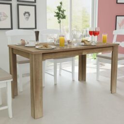 Berkfield Home Dining Table 140x80x75 cm Oak in Brown - Size: 140 x 80 x 75 cm - thumbnail 1