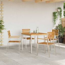 Berkfield Home Outdoor Dining Table 90x90x74.5 cm Solid Wood Acacia in Brown - thumbnail 4