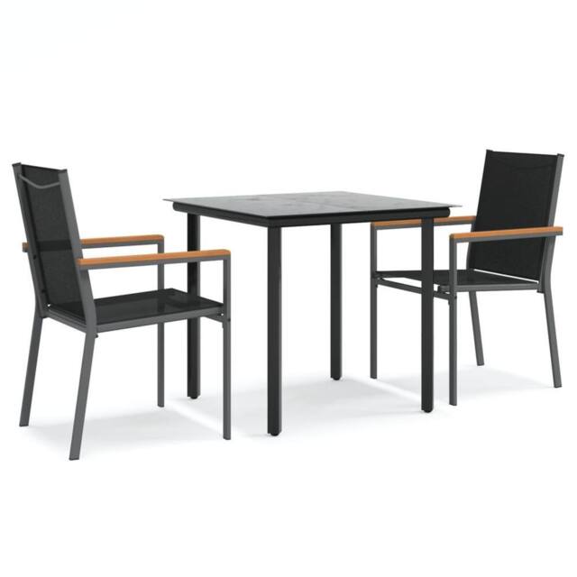 Berkfield Home 3 Piece Garden Dining Set Black Textilene & Steel - image 1